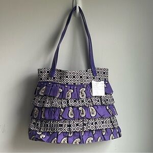 NWT Vera Bradley Simply Violet Cha Cha Tiered Ruffle Purse Shoulder Bag